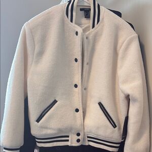Forever 21 White Varsity Jacket